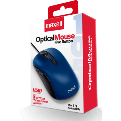 Mouse Optico Maxell - 3600dpi - 5 Botones - Azul