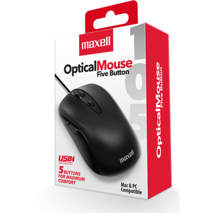 Mouse Optico Maxell - 3600dpi - 5 Botones - Negro